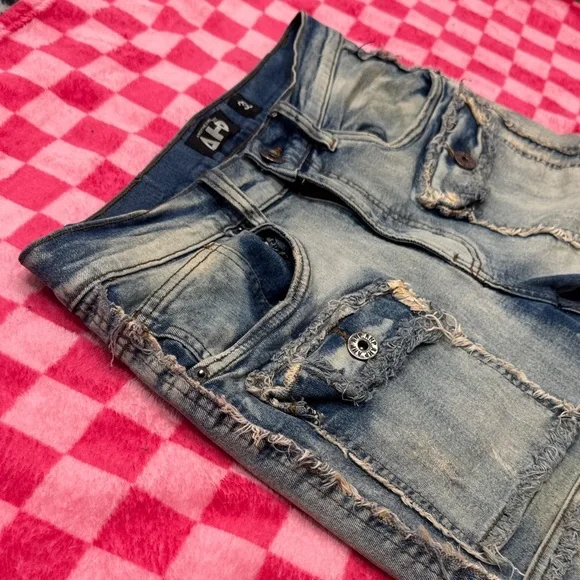 AHP Light Blue Stacked & Distressed Panel Jeans - Picture 3 of 9